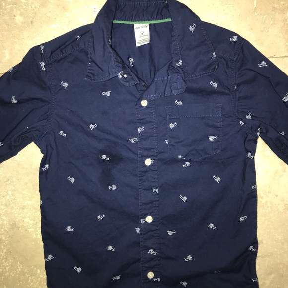 Carter’s 5T navy blue helicopter kids button up - Picture 4 of 7